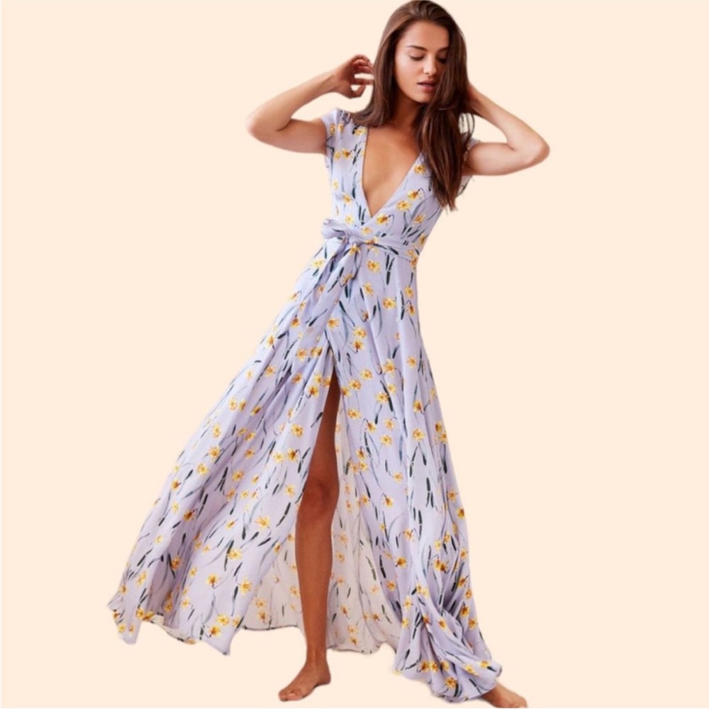 Andjela Stella Wrap Dress - Blue Daffodil - Size Small